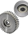 Close-up of a 36T E Bike Gear with Bearing Nylon and Steel Planetary Teeth 3 Pack, showcasing metal construction and inner bearing detail.