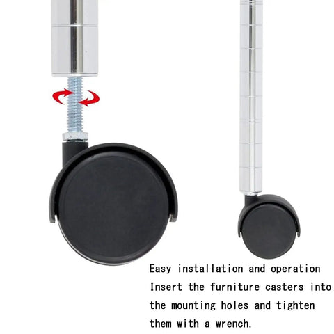 2 Inch Polyurethane Office Chair Casters With Brake, 5 Pack M10 Stem swivel wheels showing installation process for easy setup.