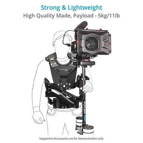 Comfort Arm And Vest Rig for Handheld Camera Stabilizers Converts to a Body Mounted System, shown with 5kg camera setup