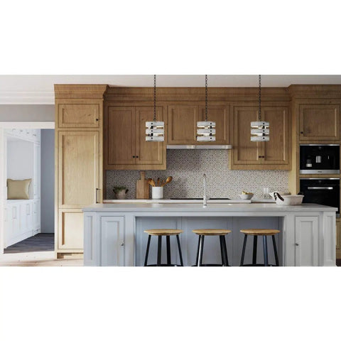 Coastal Farmhouse Pendant Light Dope With Galvanized Finish And Open Cage Frame above kitchen island