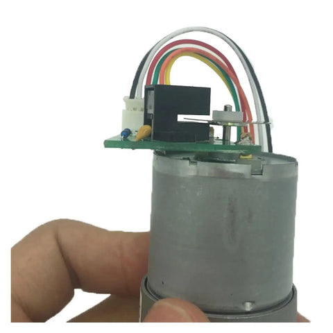 Close-up of DC Electronic Starter JGB37-3530A Pro Grade Gear Reducer With Optical Encoder 24V DC Starter 12V Input 12-1600rpm Output