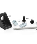 20Pcs 1010 Aluminum Extrusion Corner Brackets With Screws For 1x1 Inch Profile Black Finish Heavy Duty Connector Set components displayed