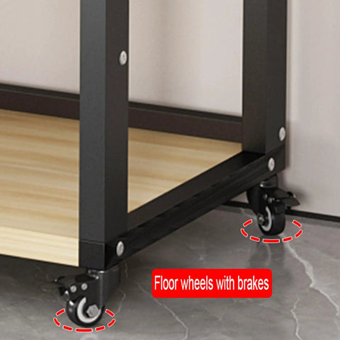 Dope Multi Function Open Storage Rack 8 Tier AV Component Stand With Height Adjustable Wooden Shelves Movable Audio Tower For Home And Office Ideal For CD Players Receivers And Gear Heavy Duty 25mm Thick Boards, floor wheels with brakes