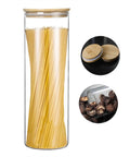 Heavy Glass Coffee Canister 2200Ml Wide Mouth Airtight Food Storage Jar For Tea Sugar Beans And Nuts with pasta inside.