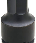 One Inch Drive Hex Bit Impact Socket With Standard Hex Bit Seven Eighth Inch, heavy duty alloy steel for tough auto repairs.
