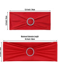 Red Spandex Chair Sashes 30 Pack Premium Stretch Bows With Buckle Slider Universal Elastic Chair Bands dimensions diagram