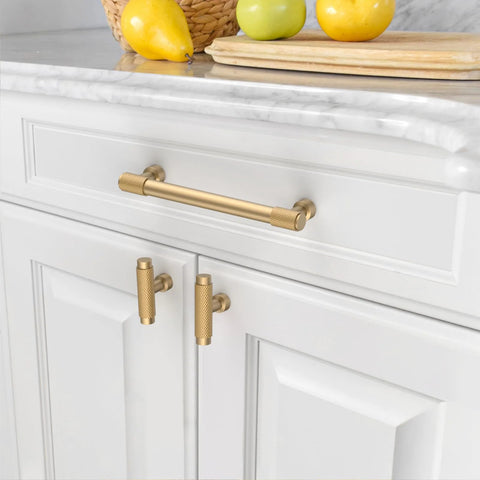 Champagne Bronze Knurled Cabinet Pulls Set Of 10 5 Inch Center To Center Kitchen Cabinet Handles And Drawer Pulls Durable ZH034
