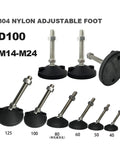 Adjustable Articulating Furniture Leveling Feet Glides To Crush Wobbly Tables And Shaky Floors Quick Height Swaps for nylon foot, sizes D40 to D125.