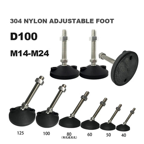 Adjustable Articulating Furniture Leveling Feet Glides To Crush Wobbly Tables And Shaky Floors Quick Height Swaps for nylon foot, sizes D40 to D125.