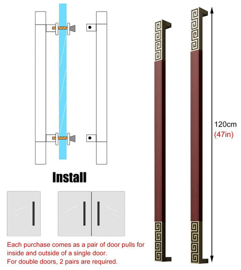 Heavy Duty Door Handle For Sliding Barn Door Push Pull Rectangle Front Door Handle With Screws Exterior Interior Use Single Or Double Sided Install 120 Cm 47 In Length