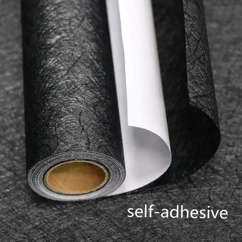 Removable Black Silk Embossed Peel and Stick Wallpaper for Kitchens Cabinets and Furniture Self Adhesive Vinyl Textured Contact Paper