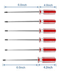 Heavy Duty Magnetic Torx Screwdriver Set With Ergonomic Handles Includes Six Star Bits T10 T15 T20 T25 T27 T30 Forged From Tough Chrome Vanadium Steel, showing six screwdrivers with red handles and steel shafts.