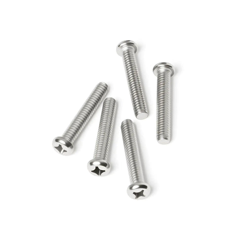 Heavy Duty M5 X 20Mm Pan Head Machine Screws 30 Pc Set 304 Stainless Steel Phillips Cross Drive Hardware Fasteners, five screws displayed.