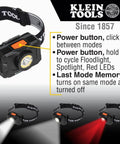 Rechargeable Two Color LED Headlamp With Durable Fabric Strap, Spotlight And Floodlight Modes, Red LED Indicator shown