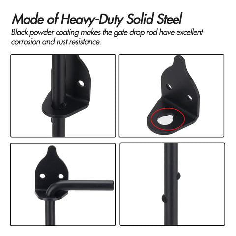 Heavy Duty Cane Bolt Gate Drop Rod Crafted From Tough As Nails Steel With A Matte Black Rust Resistant Finish To Keep Your Outdoor Gates Rock Solid Without Any Headache Or Hassle