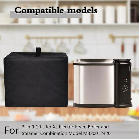 Heavy Duty Electric Frying Pan Protector Cover With Handle next to electric fryer in kitchen setting