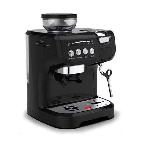 No Sweat 19 Bar Espresso Machine For Capsules Or Ground Beans Serves Up Rich Crema in sleek black finish with easy push button controls.