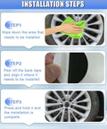 Installation steps for Four Pack American Flag Wheel Hub Center Cap Stickers Waterproof 56mm Universal Auto Exterior Decoration Decals For Car Truck SUV Weatherproof Dustproof Easy Install Black Flag Theme.