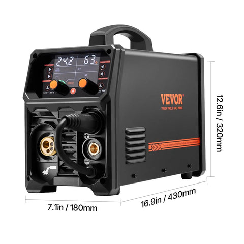 Workhorse 250A 5 In One MIG Welder With Pulse Arc Gasless MIG Flux Core MMA And Lift TIG 110V 220V Dual Voltage With LCD Display