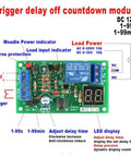 12V Digital LED Countdown Timer And Delay Relay Module With Adjustable 1 To 99 Seconds Or Minutes Trigger and indicators
