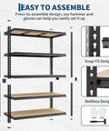 Straight Up Heavy Duty 5 Tier Metal Storage Shelf With Rock Solid Wood Boards And 650 Pound Capacity Badass Garage Rack No Sweat Boltless Design Works Like A Charm, assembled with easy snap fit design.