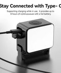 Dope Mini LED Vlogging Light For Action Cameras With 12 LEDs, Magnetic Mount, USB-C charging, fill light, black housing.