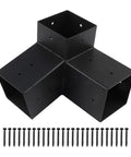 Pergola Bracket Kit With Slanted Roof 15 Degree 3-Way And Unidirectional Corner Connectors Heavy Duty Steel Hardware Black Weather Resistant
