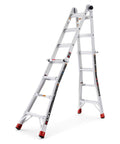 Aluminum 5-in-1 Step Ladder With 18-Foot Reach, Adjustable Multi-Position Frame, Heavy-Duty Extendable Ladder For Home, Garage, Kitchen And Office, Portable Lightweight Workhorse, ANSI Type 1AA, 375 Lb Capacity, Indoor Outdoor, folded view