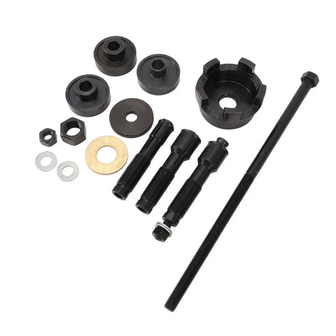 Heavy Duty 14 Piece Motorcycle Wheel Bearing Puller Tool Kit For Removing And Installing 0.75 In 1 In 25 Mm Bearings, black metal parts and carry bag
