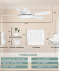 32 Inch Socket Fan Light With Remote Ultra Bright 3000 Lumen Ceiling Fan Light Combo E26/E27 Compatible in room setup