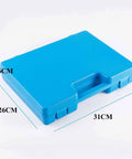 Blue storage case for 17 Piece SDS Plus Rotary Hammer Drill Bits And Chisel Set For Concrete And Masonry, 31x26x6cm dimensions