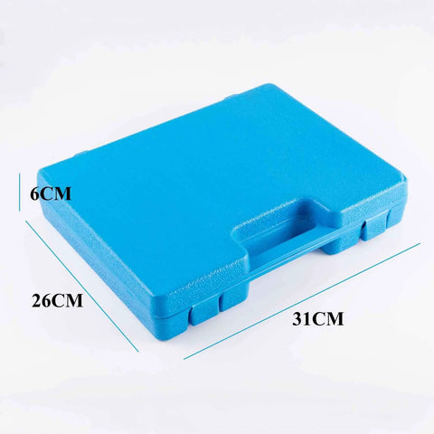 Blue storage case for 17 Piece SDS Plus Rotary Hammer Drill Bits And Chisel Set For Concrete And Masonry, 31x26x6cm dimensions