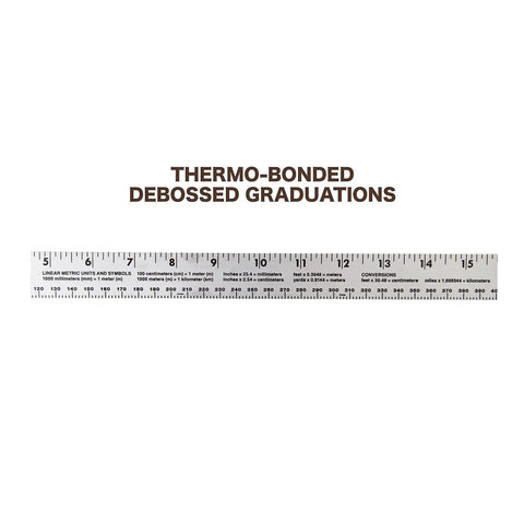 36 Inch Aluminum Yard Stick With Precision Straight Edge Clear Thermo Bonded Graduations In SAE And Metric Conversion Table Included