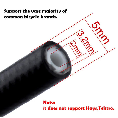 Close-up of 10000mm 32.8ft Bicycle Hydraulic Brake Hose 5mm Universal High Pressure 10000 PSI, showing inner liner and dimensions.