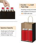 Bulk 25 Pack Black Kraft Gift Bags With Handles 5.25x3x8 Inches Eco Friendly Recycled Paper holding bottles and cans
