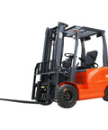 Heavy Duty Electric Forklift With 2.5 Ton Lift Capacity, Industrial Pallet Stacker For Warehouse Logistics, bright orange with sturdy fork.
