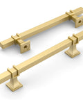 Brushed Gold Cabinet Pulls Set Of 10 5 Inch Drawer Handles With 128mm Hole Center Kitchen Cabinet Hardware For Bathroom And Dresser Easy Install Durable Finish ZH0067.