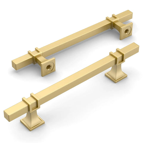 Brushed Gold Cabinet Pulls Set Of 10 5 Inch Drawer Handles With 128mm Hole Center Kitchen Cabinet Hardware For Bathroom And Dresser Easy Install Durable Finish ZH0067.