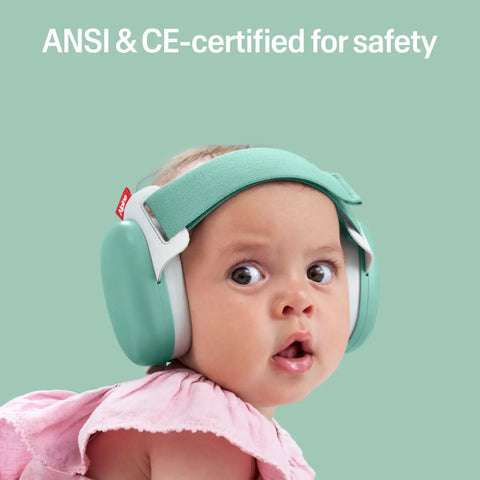 Baby Ear Muffs For Hearing Protection With 24 Decibels Noise Reduction, Adjustable Headband, Safe Fit, CE And ANSI Certified, Green
