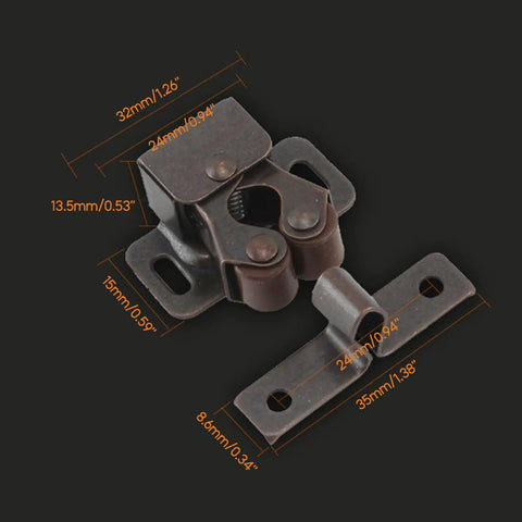 Double Roller Catch Cabinet Door Latch For Home And Campers, Cupboard Hardware, Solid Iron Finish With Gentle Close
