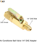 Air Conditioning Ball Valve One Quarter Inch SAE Adapter Straight Shut Off For HVAC Service Tools Fits R134a R22 R12 R410A Refrigerants Handy Manual Valve For Car Maintenance