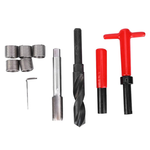 M18x1.5 Thread Repair Kit 10Pcs Stainless Steel Threaded Inserts For Aluminum And Metal Repair Pro Grade Heavy Duty Wear Resistant Restore Damaged Threads With Drill Tap Wrench Set For Auto And Machinery, kit parts