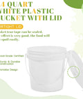 1.4 quart white plastic storage bucket with airtight lid and handle, part of 10 Pack 1.4 Quart White Plastic Storage Buckets With Airtight Lids And Built In Handles, Grab-And-Go Stackable Containers For Dry Food, Paint, Camping Gear And Fishing Accessories