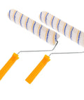 Superior Quality Reusable Paint Roller Brush Set With Thick Fiber Padding And Comfort Grip Handles For Smooth Wall Coverage and Zero Headache Cleanup. Two rollers with ergonomic yellow handles.