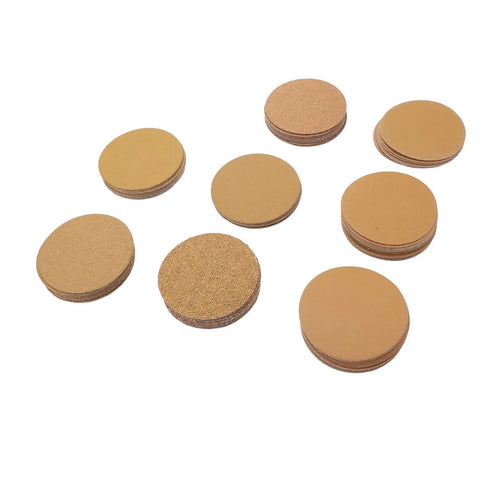 Top Tier 3 Inch Gold Aluminum Oxide Hook And Loop Sanding Discs With Hook Back For Orbital Sanders Smooth Woodwork Auto Body Metal Wall Finishing Pack Of One Hundred Sheets Durable Heavy Duty Abrasive Tool laid out in a random arrangement.