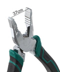 Close-up of jaws and handle of 9 Inch All In One Pliers For Electricians And DIYers That Cut Strip Crimp And Twist Like A Pro