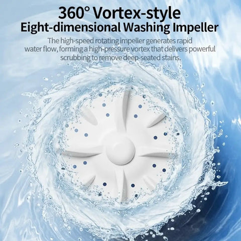360° Vortex-style washing impeller in action, part of the Game Changing 2 In 1 Portable Washing Machine Dual Tub Wireless Mini Washer.