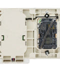 Sleek White Wall Mount Qi Wireless Charger With Dual Usbc And Usba Outlets Plus Two Wall Plugs back view showing circuit detail.