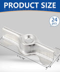 Double Wing Flush Mounting Clips With Screws Alloy Steel Recessed Trim Hardware Silver Drywall Fasteners For Wall Panels 24 Pack size reference showing 1-11/16" length and 3/4" width.