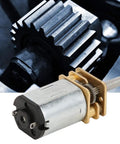 Rugged All Metal 6V DC Gear Motor With 6mm Gearbox 800 RPM showing micro gears and copper reducer